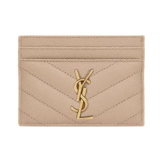 Saint Laurent Accessoires, Dames, Beige, ONE Size, Leer, Cassandre Kaarthouder