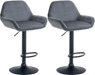 Clp Set De 2 Taburetes De Cocina Braga En Terciopelo Gris Oscuro Metal Negro Mate