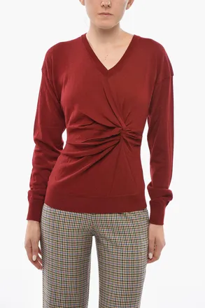 Stella McCartney Maglia in Lana Vergine Drappeggiata con Scollo a V Stella McCartney