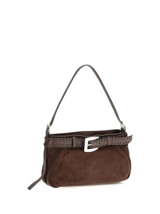 Staud Womens Brooklyn Shoulder Bag Espresso Lamb Ovis Aries