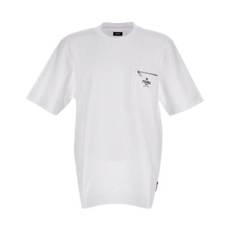 Fendi T-Shirts, male, White, Size: M Crew-neck T-shirt