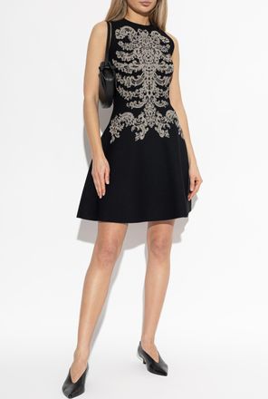 Alexander McQueen Dress With Decorative Pattern, Womens, Black