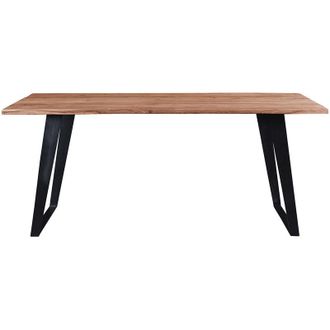Miliboo Mesa De Comedor En Acacia Y Metal Negro L175 Kora
