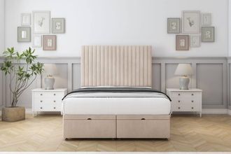Comfort Beds Denver Naples Ottoman Bed Base-26 Strutted Headboard in Light Sand | Size: Small Single