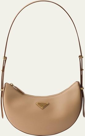 Prada Arque Leather Half-Moon Shoulder Bag