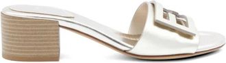 Fendi Baguette Medium-heeled Slides - female - Fendi - Heeled Mules - Gray - 6 1/2 UK - Shoes
