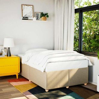 vidaXL Estructura De Cama Sin Colch&oacute;n Tela Crema 120x200 Cm Vidaxl