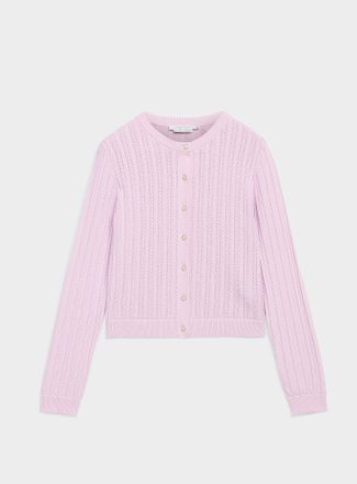 Contemporaine Womens Small rose buttons pointelle Cardigan Sweater