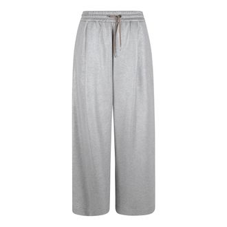 Brunello Cucinelli Brunello Cucinelli, Wide Trousers, female, Gray, Size: S Sparkling Joggers