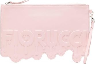 Fiorucci melted leather clutch bag - women - Calf Leather/Cotton - One Size - Pink