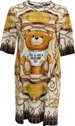 Moschino Couture Bear-Print Dress in Multicolor Cotton
