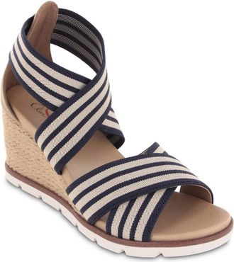 Mia Amore Haiku MHA1346 Womens Beige Striped Espadrille Wedge Sandal FD1414