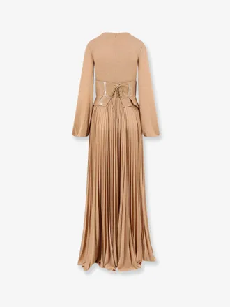 Elisabetta Franchi Womens Red Carpet Corset Dress Beige Viscose
