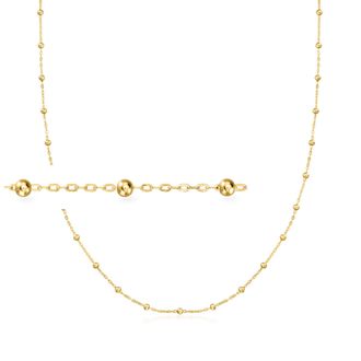 Ross-Simons Italian 2mm 10kt Yellow Gold Bead Station Necklace