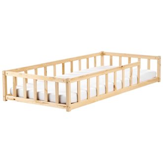 Beliani Cama De Suelo Infantil De Madera De Pino Con Somier De L&aacute;minas Marr&oacute;n Claro 90 X 200 Cm Meymac