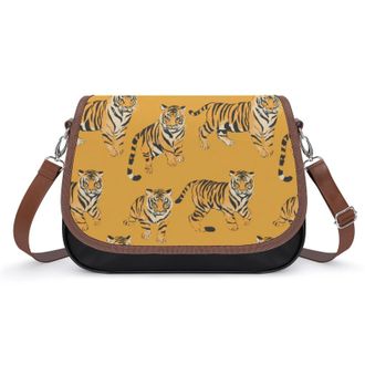 Generic Tiger Pattern Crossbody Bags for Women Fashion Leather Shoulder Handbags With Adjustable Strap