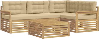 vidaXL Conjunto De Sof&aacute;s De Exterior 6 Uds. Y Beige Poli&eacute;ster Vidaxl