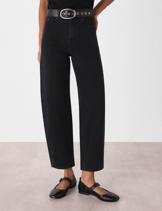 Whistles High Waist Barrel Leg Jean in Black at Nordstrom, Size 32