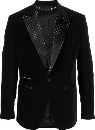 Philipp Plein single-breasted velvet blazer - men - Cotton/Acetate/Polyester/Viscose - 50 - Black