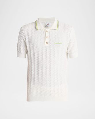 Casablanca Mens Boucle Cotton-Blend Polo Shirt