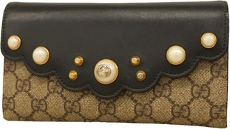 Gucci Black Brown Pvc Leather Long Wallet (Bi-Fold) (Pre-Owned)