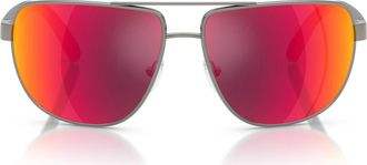 Ferrari 64mm Pillow Sunglasses in Shiny Dark Gunmetal /Grey at Nordstrom