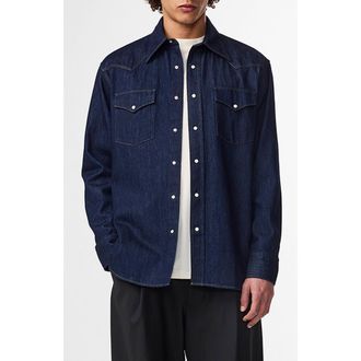 Nn.07 Ricky Denim Snap-Up Western Shirt in Dark Denim at Nordstrom Rack, Size Small