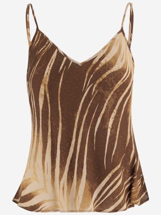 Just Cavalli mouwloze viscose top met tropische print