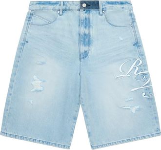 Rta Gustavo Oversize Denim Bermuda Shorts in Soft Horizon Cursive at Nordstrom, Size 28