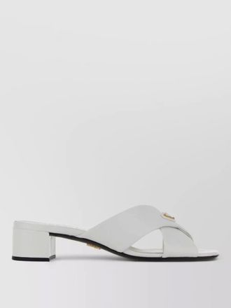 Prada leather mules block heel cross strap open toe