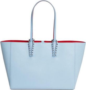 Christian Louboutin Small Cabata Soft Leather Tote in 4396 Ceruleo/silver at Nordstrom