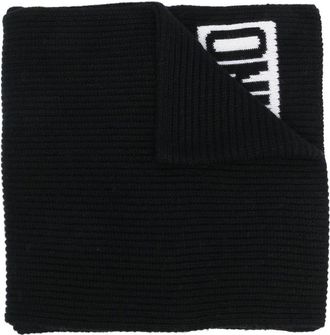 Moschino intarsia-logo knit scarf - men - Virgin Wool - One Size - Black