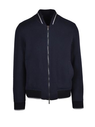 PESERICO Blue Unlined Virgin Wool-Cashmere Zip Jacket