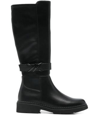 Caf&egrave;noir buckle-strap boots - women - Polyurethane/Polyurethane/Fabric/Calf Leather/Rubber - 37 - Black