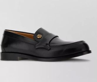 Versace leather loafers round toe design