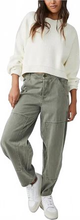 Free People Turn Away Tapered Carpenter Pants In Hunter Green