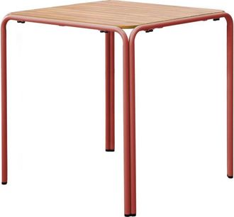 Oviala Mesa de jard&iacute;n bistr&oacute; de metal y polywood 70 cm color arcilla