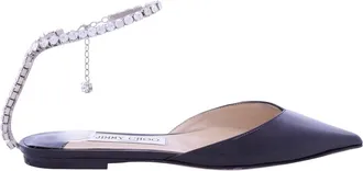 Jimmy Choo London Ladies Saeda Patent Leather Crystal Flats, Brand Size 35 ( US Size 5 )