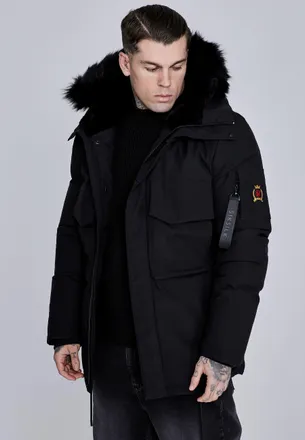 Siksilk Parka Negra para Hombres L