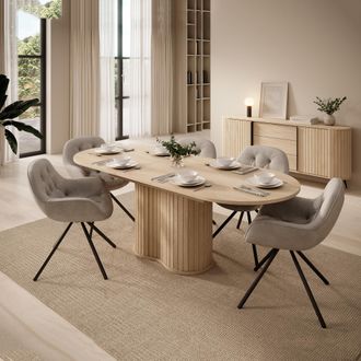 Dmora Mesa Extensible Kasota, 8 Plazas, Mecanismo De Extensi&oacute;n Central, 180x90x76h Cm, Roble Marr&oacute;n