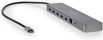 Nedis Adaptador De Multiples Puertos Usb Usb 32 Gen 1 Usb C Macho Micro Sd Rj45 Hembra Sd 2x Hdmi 2x Usb C 3x Usb A Hembra 040 M Redondo Chapado En Oro Tpe 