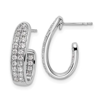 Diamond2Deal 14K White Gold 1 ct Lab Grown Diamond In and Out J- Hoop Earrings VS Clarity, G-H Color
