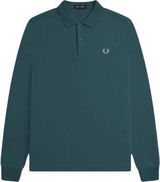 Fred Perry Polo Shirt met Lange Mouwen - Heren - Polos - Groen - S - Katoen - Tops