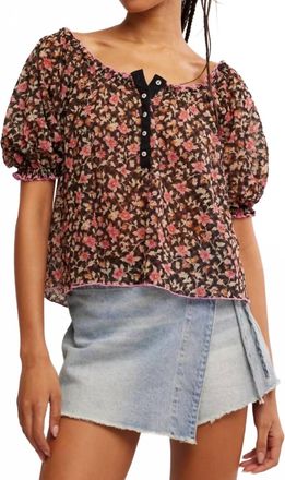 Free People Astra Peasant Top In Black Combo
