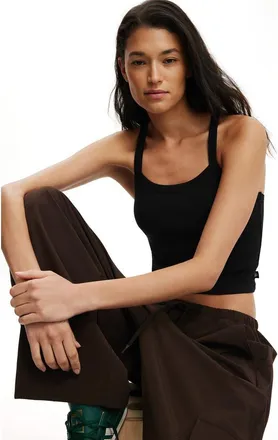 Cotton On Womens Active Rib T-Bar Cropped Tank in Black at Nordstrom, Size X-Small