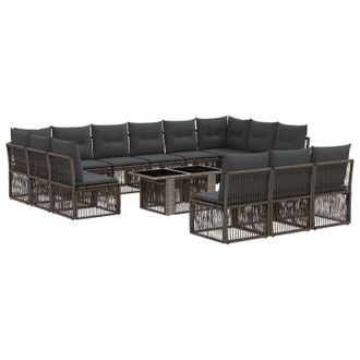 vidaXL Set Divano Da Giardino 14 Pz Grigio 100 X 55 X 73 Cm Polyrattan Vidaxl