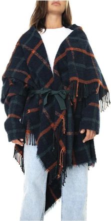 Alessia Santi Kleurrijke Poncho Jas voor Herfst/Winter - Dames - Ponchos - Veelkleurig - S - Wol - Jassen