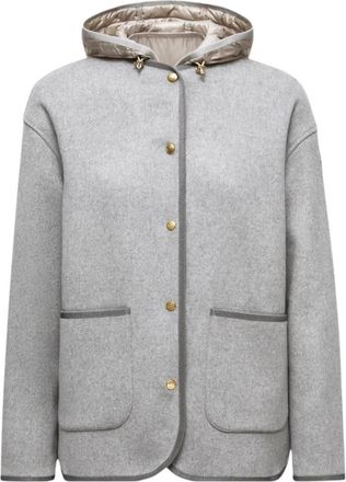 Moncler Reposse 3-in-1 Wollen & Kasjmier Korte Donsjas - Heren - Zomerjassen - Grijs - M - Wol - Jassen