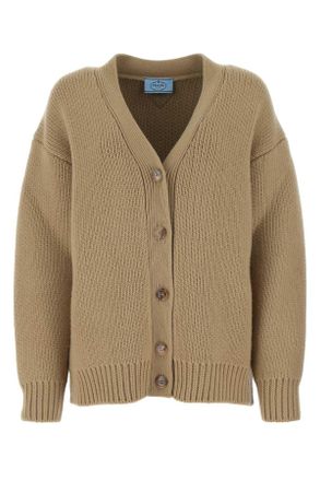 Prada Beige Wool Blend Oversize Cardigan