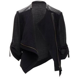 Helmut Lang sheep leather detail bias drape biker jacket
